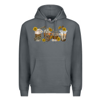 Rock skeleton hands coffee cups Premium Hoodie - texasbilliewilder