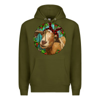 Army Green Farm Goat Christmas Premium Hoodie - RanaPortraitStore