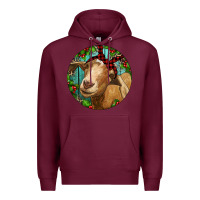 Burgundy Farm Goat Christmas Premium Hoodie - RanaPortraitStore