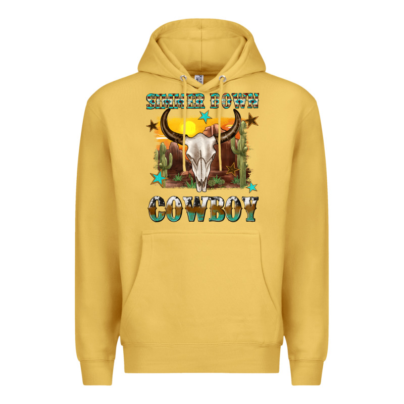 Simmer Down Cowboy Premium Hoodie by texasbilliewilder | Teevron