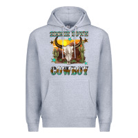 Heather Grey simmer down cowboy Premium Hoodie - texasbilliewilder