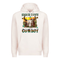 Pale Pink simmer down cowboy Premium Hoodie - texasbilliewilder