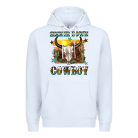 White simmer down cowboy Premium Hoodie - texasbilliewilder