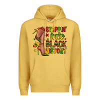 Antique Gold steppin into black history Premium Hoodie - Zillion Design Studio