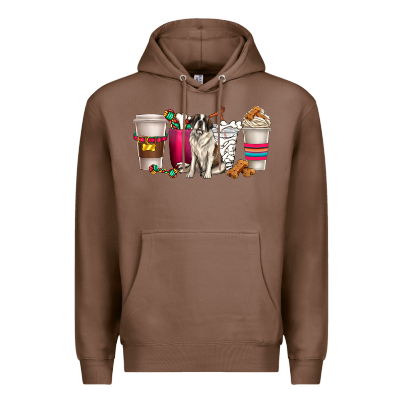 St. Bernard Dog Coffee Cups Premium Hoodie by texasbilliewilder | Teevron