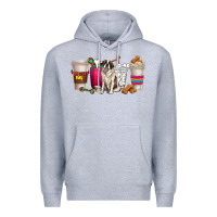 Heather Grey st. bernard dog coffee cups Premium Hoodie - texasbilliewilder