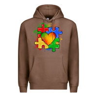 Chestnut autism puzzle pieces heart Premium Hoodie - Zillion Design Studio