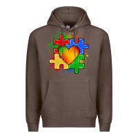 Coffee autism puzzle pieces heart Premium Hoodie - Zillion Design Studio