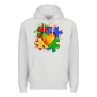 Dove Grey autism puzzle pieces heart Premium Hoodie - Zillion Design Studio