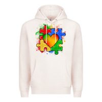 Pale Pink autism puzzle pieces heart Premium Hoodie - Zillion Design Studio