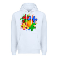 White autism puzzle pieces heart Premium Hoodie - Zillion Design Studio