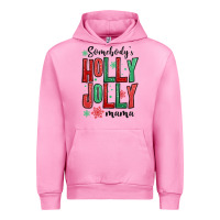 Fuchsia Pink somebodys holly jolly mama Urban Hoodie - MaliasSmallBusiness