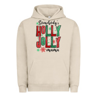 Pigment French Oak somebodys holly jolly mama Urban Hoodie - MaliasSmallBusiness