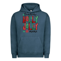 Pigment Midnight Navy somebodys holly jolly mama Urban Hoodie - MaliasSmallBusiness