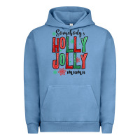 Pigment Pebble Blue somebodys holly jolly mama Urban Hoodie - MaliasSmallBusiness
