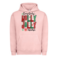Pigment Salmon somebodys holly jolly mama Urban Hoodie - MaliasSmallBusiness