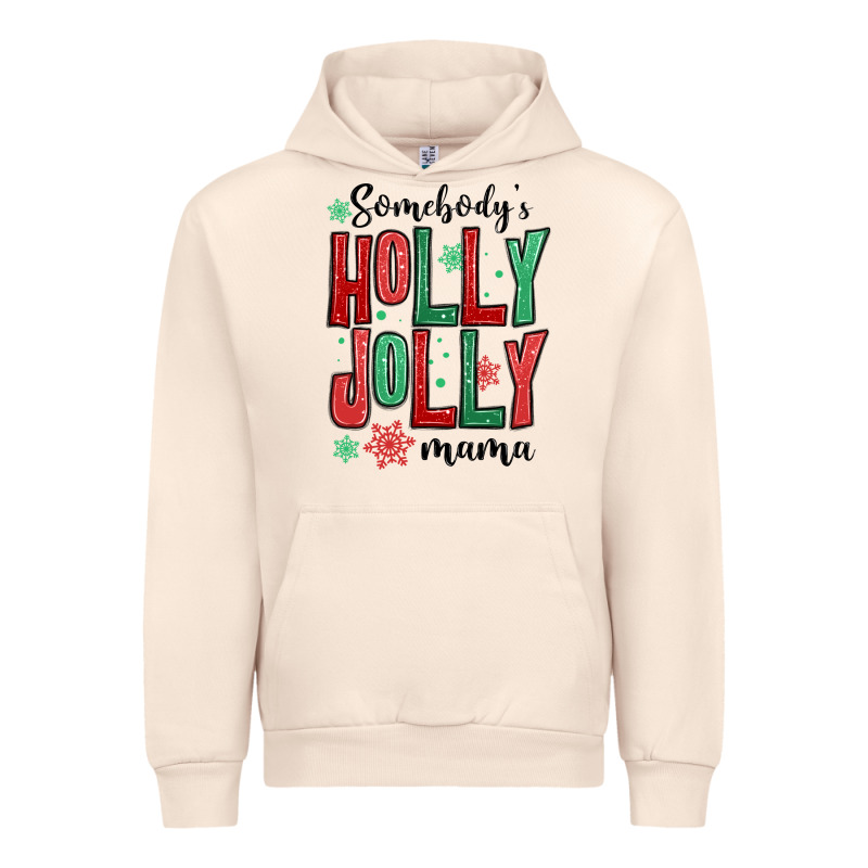 Somebodys Holly Jolly Mama Urban Hoodie by MaliasSmallBusiness | Teevron