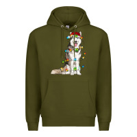 Army Green Husky Christmas Lights Premium Hoodie - RanaPortraitStore