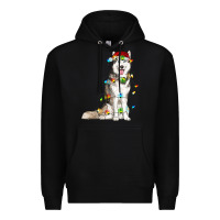 Black Husky Christmas Lights Premium Hoodie - RanaPortraitStore