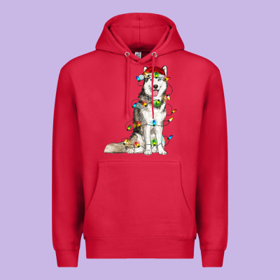 Premium Hoodie Husky Christmas Lights