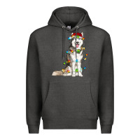 Charcoal Heather Husky Christmas Lights Premium Hoodie - RanaPortraitStore