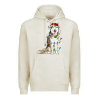 Oatmeal Heather Husky Christmas Lights Premium Hoodie - RanaPortraitStore