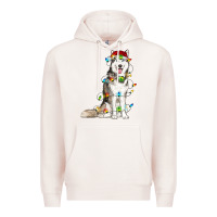 Pale Pink Husky Christmas Lights Premium Hoodie - RanaPortraitStore