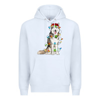 White Husky Christmas Lights Premium Hoodie - RanaPortraitStore