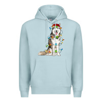 Blue Mist Husky Christmas Lights Premium Hoodie - RanaPortraitStore