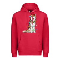 Cardinal Husky Christmas Lights Premium Hoodie - RanaPortraitStore
