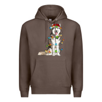 Coffee Husky Christmas Lights Premium Hoodie - RanaPortraitStore