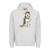 Dove Grey Husky Christmas Lights Premium Hoodie - RanaPortraitStore