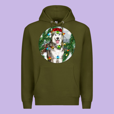Premium Hoodie husky and farm ornament
