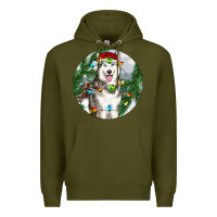 Army Green husky and farm ornament Premium Hoodie - RanaPortraitStore