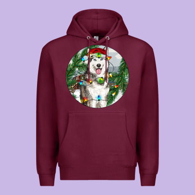 Premium Hoodie husky and farm ornament