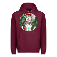 Burgundy husky and farm ornament Premium Hoodie - RanaPortraitStore