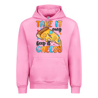 Fuchsia Pink take it easy keep it cheesy Urban Hoodie - MaliasSmallBusiness