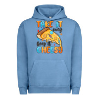 Pigment Pebble Blue take it easy keep it cheesy Urban Hoodie - MaliasSmallBusiness