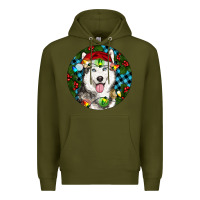 Army Green Christmas Husky Premium Hoodie - RanaPortraitStore