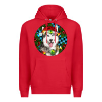 Red Christmas Husky Premium Hoodie - RanaPortraitStore