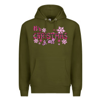 Army Green It's Christmas Y'all Season Pink Christmas Premium Hoodie - RanaPortraitStore