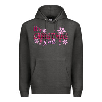 Charcoal Heather It's Christmas Y'all Season Pink Christmas Premium Hoodie - RanaPortraitStore