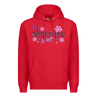 Red It's Christmas Y'all Season Pink Christmas Premium Hoodie - RanaPortraitStore
