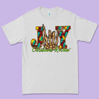 Joy Christmas Rockin Premium Tee Designed By Cowhidedigitalart