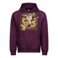 Mauve Wine western bull skull Urban Hoodie - MaliasSmallBusiness