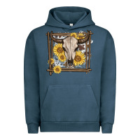 Pigment Midnight Navy western bull skull Urban Hoodie - MaliasSmallBusiness