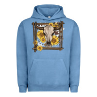 Pigment Pebble Blue western bull skull Urban Hoodie - MaliasSmallBusiness