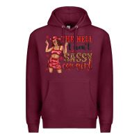 Burgundy the hell i wont sassy cowgirl Premium Hoodie - texasbilliewilder