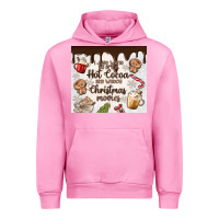 Fuchsia Pink i just want to drink hot cocoa Urban Hoodie - MaliasSmallBusiness
