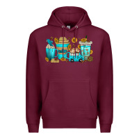Burgundy truck coffee cups Premium Hoodie - texasbilliewilder